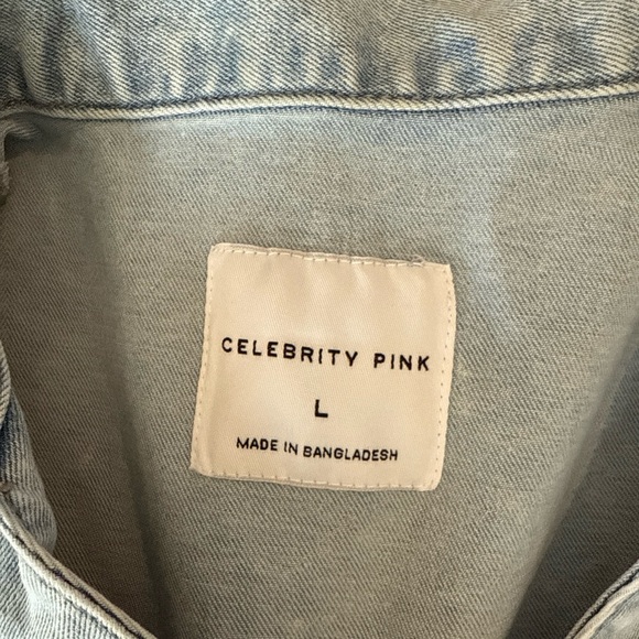 Celebrity Pink Light Blue Denim Shirt Dress - Picture 2 of 3